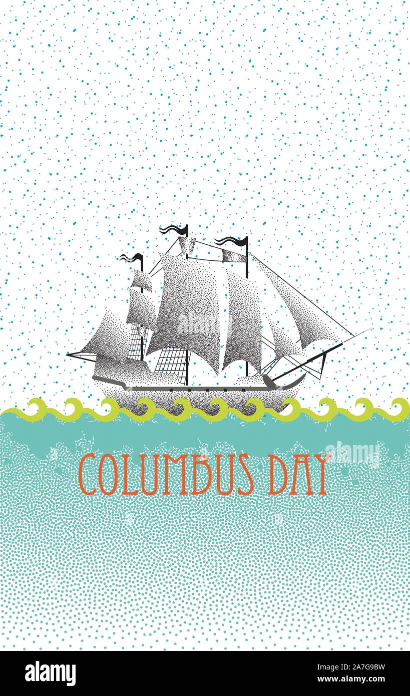 Happy Columbus Day. Segelschiff. Vector Illustration Stock Vektor