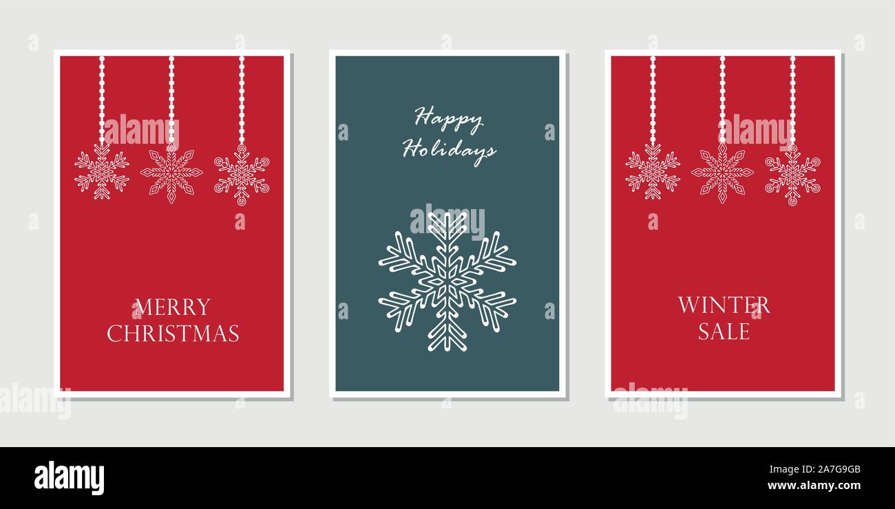 Satz von Weihnachten Grußkarten mit Schneeflocke Vektor-illustration EPS 10. Stock Vektor