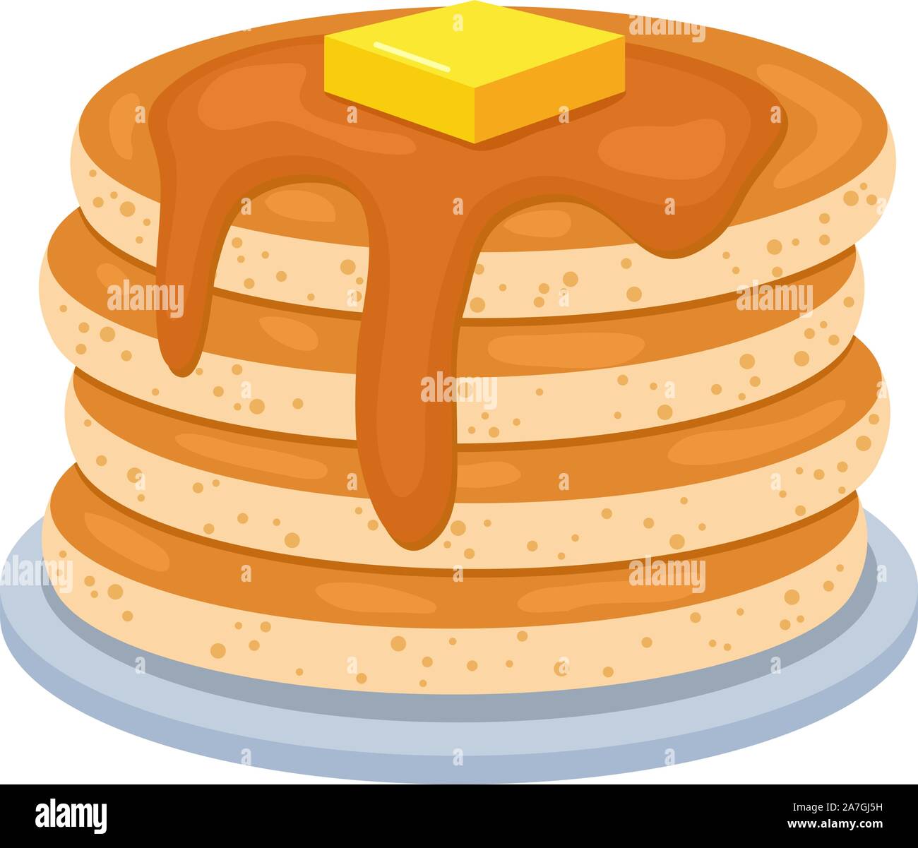 Vektor Pfannkuchen auf weißem Hintergrund stack. Stapel Pancakes mit Butter auf. Frühstück essen Hintergrund mit süßen Pfannkuchen Stock Vektor