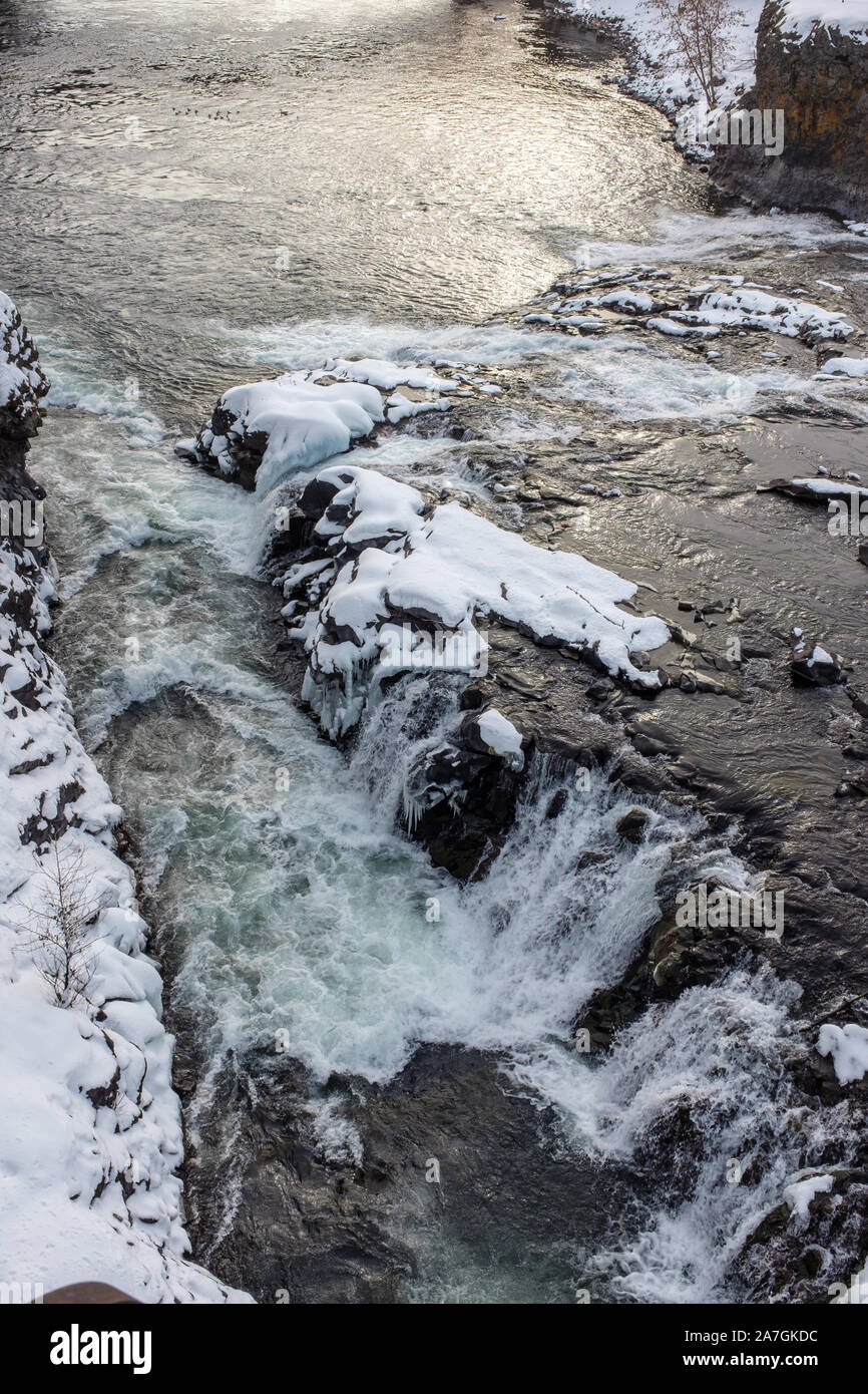 Spokane River im Winter in Spokane, Washington, USA Stockfoto