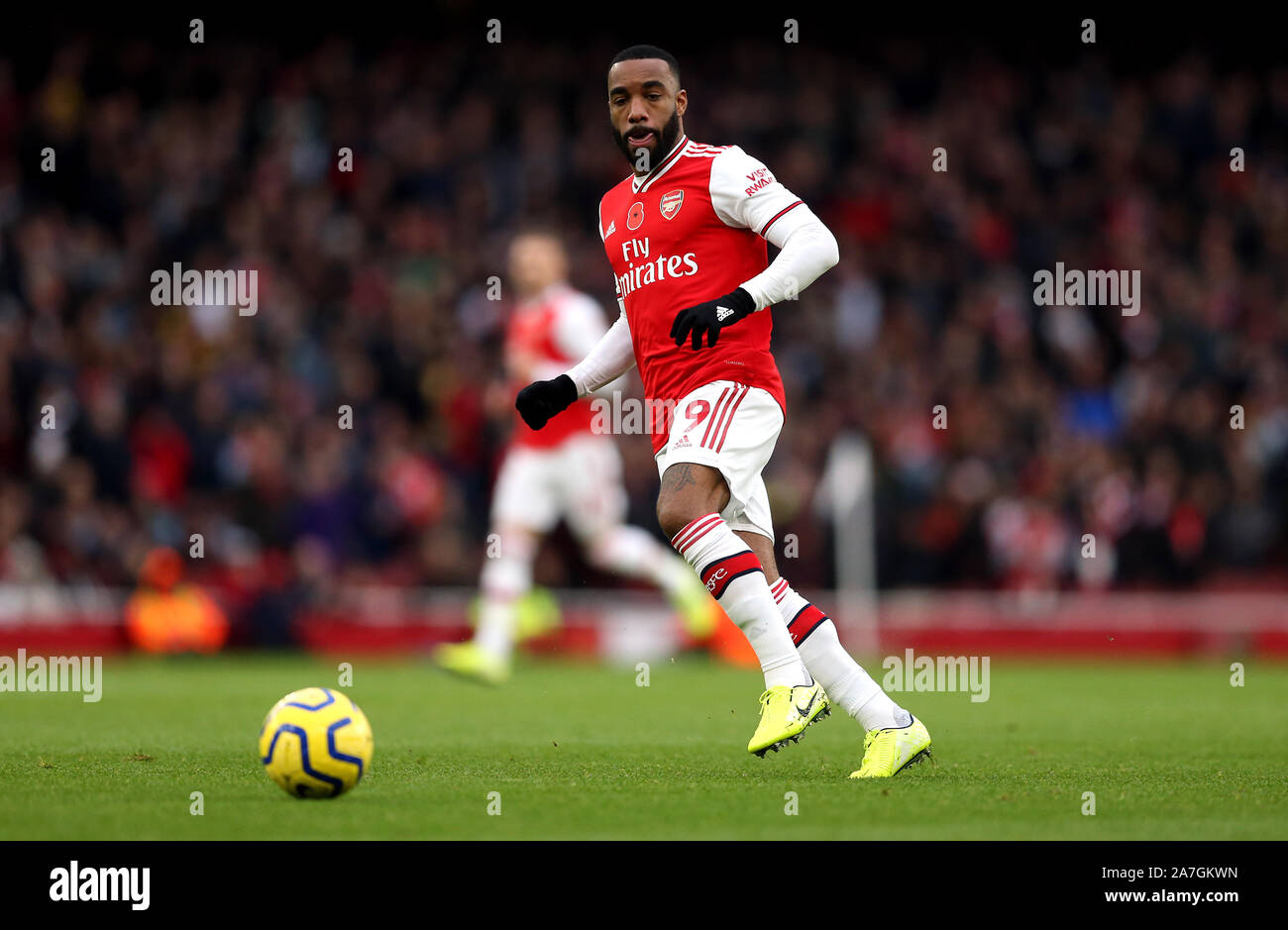 Alexandre Lacazette von Arsenal in der Premier League match Im Emirates Stadium, London. Stockfoto