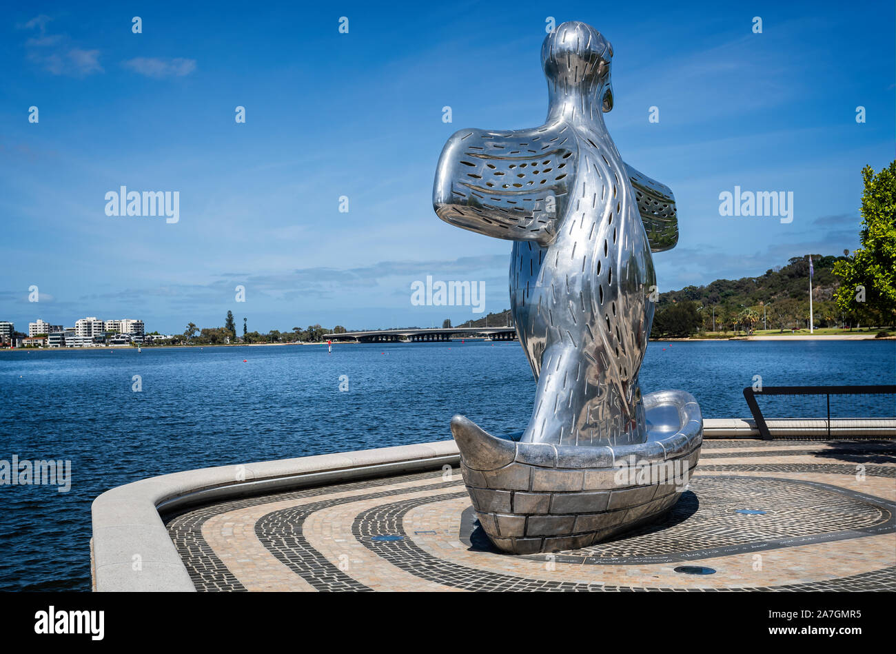 Der erste Kontakt Skulptur Kunstwerke in Elizabeth, Kai, Perth, Australien am 24. Oktober 2019 Stockfoto