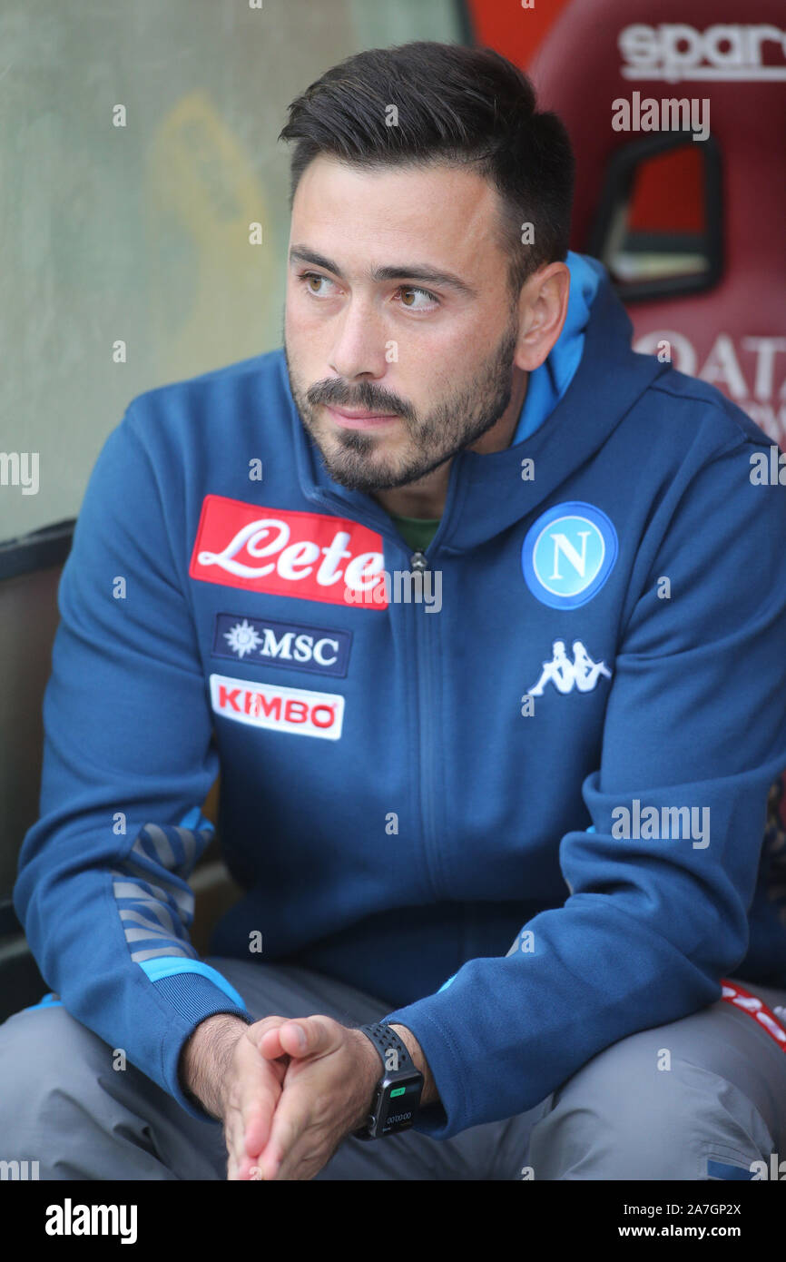 Rom, Italien. 02 Nov, 2019. Rom, Italien, 2. November 2019: ancelotti Davide (Neapel) während der italienischen Serie A Fußball Spiel 11 zwischen AS Roma vs SSC Napoli, im Olympiastadion in Rom. Credit: Unabhängige Fotoagentur/Alamy leben Nachrichten Stockfoto