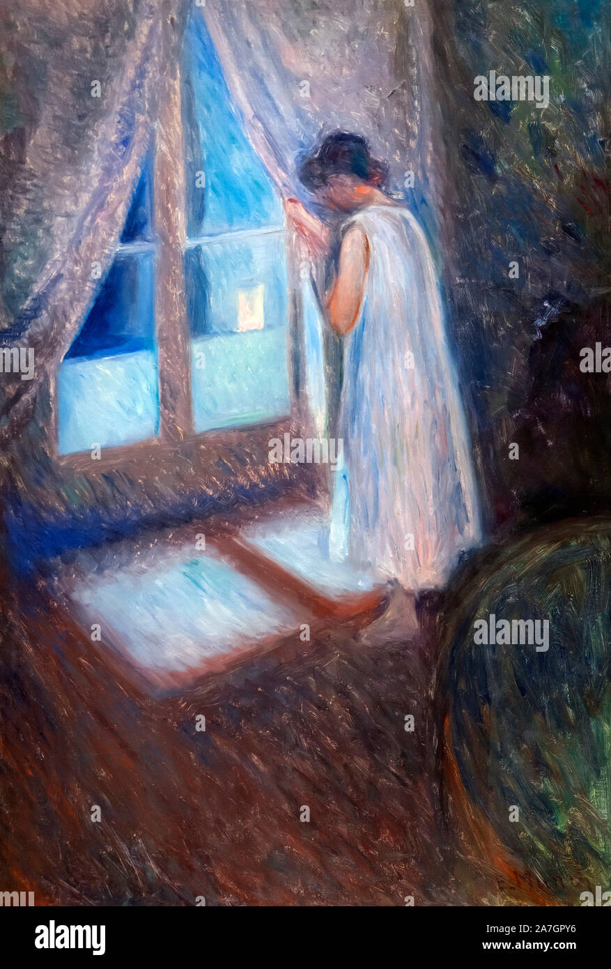 Das Mädchen, das durch die Fenster von Edvard Munch (1863-1944), Öl auf Leinwand, 1893 Stockfoto