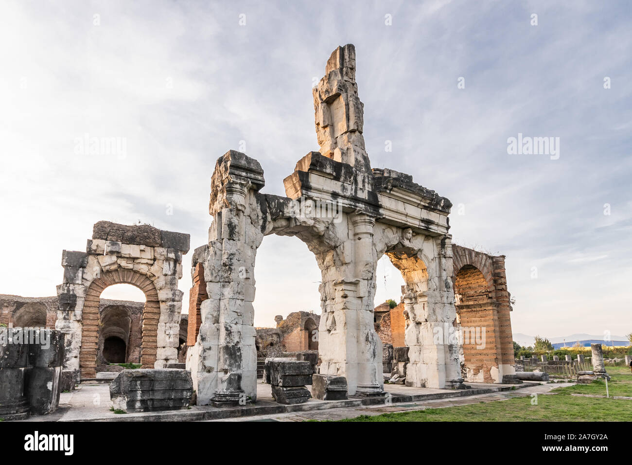 Die Ruinen der römischen Amphitheater im antiken Capua, Caserta, Süditalien befindet. Stockfoto