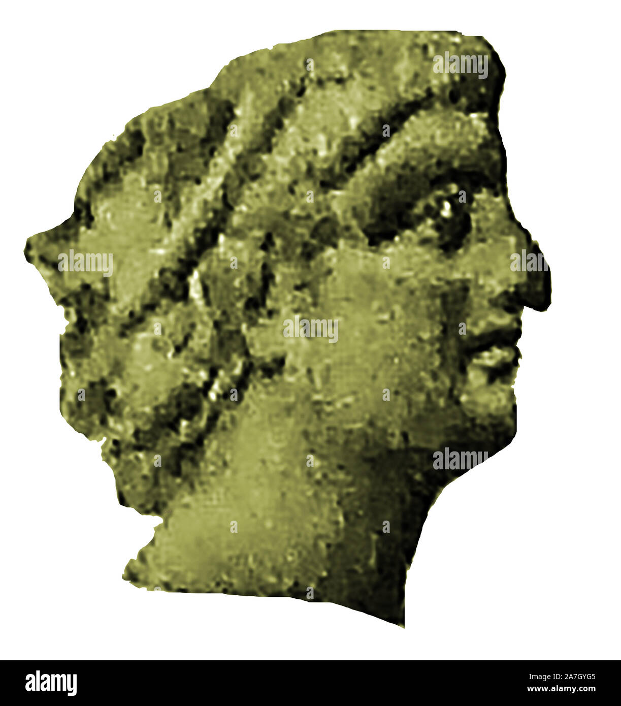 Ein Porträt von Ptolemäus XI (von einer Münze der Zeit) Ptolemaios XI Alexander II. war König (Pharao) in Ägypten. Er war der Sohn von Ptolemäus X Alexander Ich und Kleopatra Selene. Es wird gesagt, dass er nur Ägypten für ein paar Tage im Jahr 80 v. Chr. regiert zu haben. Er war angeblich gelyncht durch die Bürger von Alexandria für die Ermordung seiner Braut Berenice III. Stockfoto