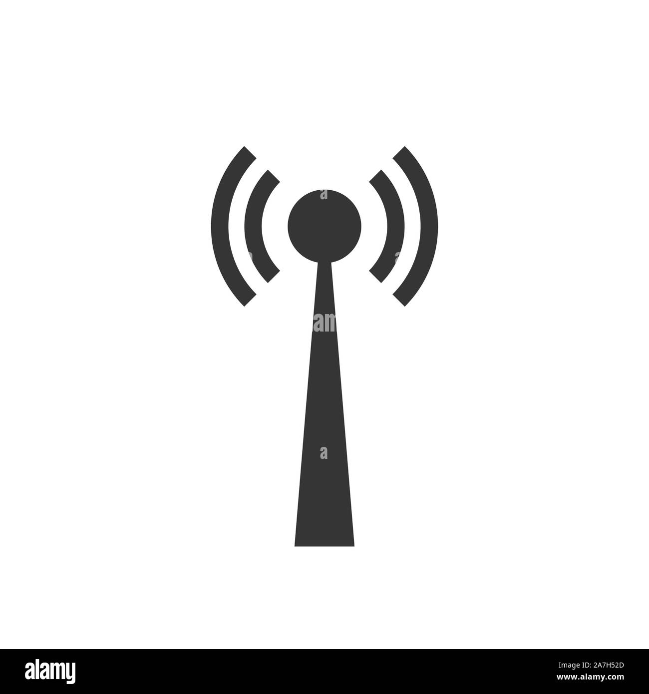 Vektor Antennensymbol. Schwarz Sender Symbol im flachen Stil. Signalsymbol isoliert. Stock Vektor