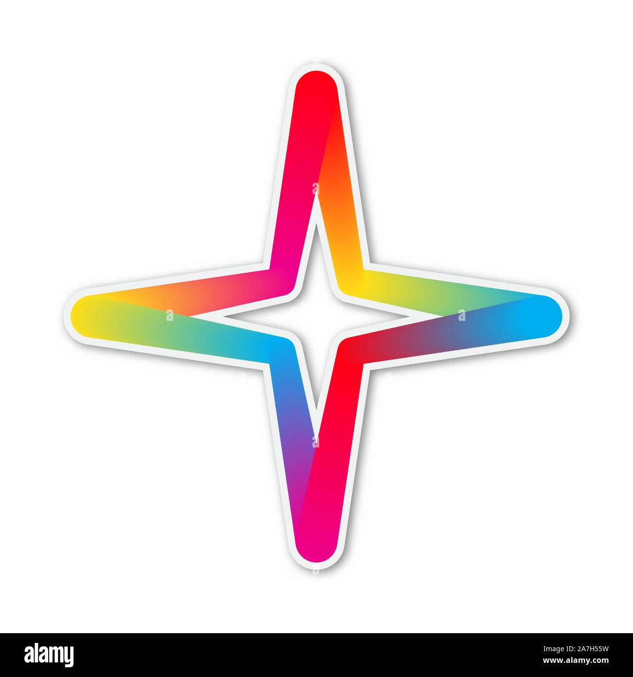 Abstract vector Sternsymbol. Papier Aufkleber mit Schatten. Bunte Sterne isoliert. Stock Vektor