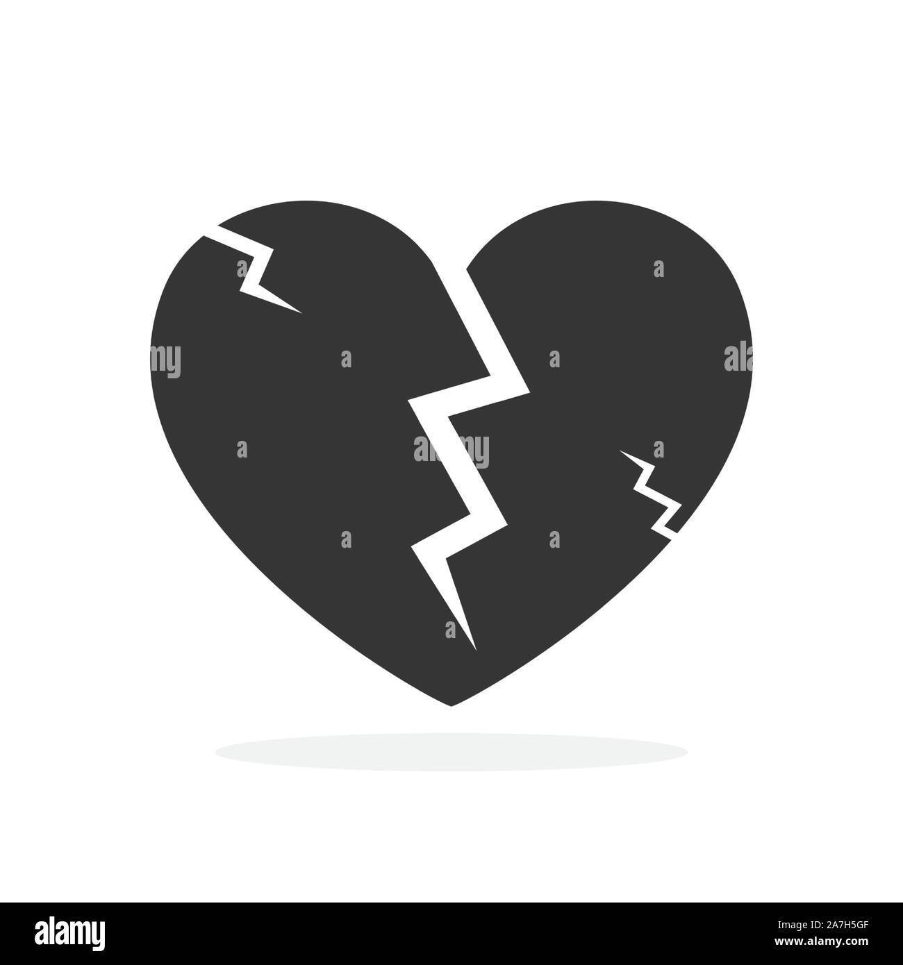 Gebrochenes Herz Symbol-Vektor. Schwarzes Herz Symbol im flachen Stil. Symbole der zerbrochene Liebe. Stock Vektor