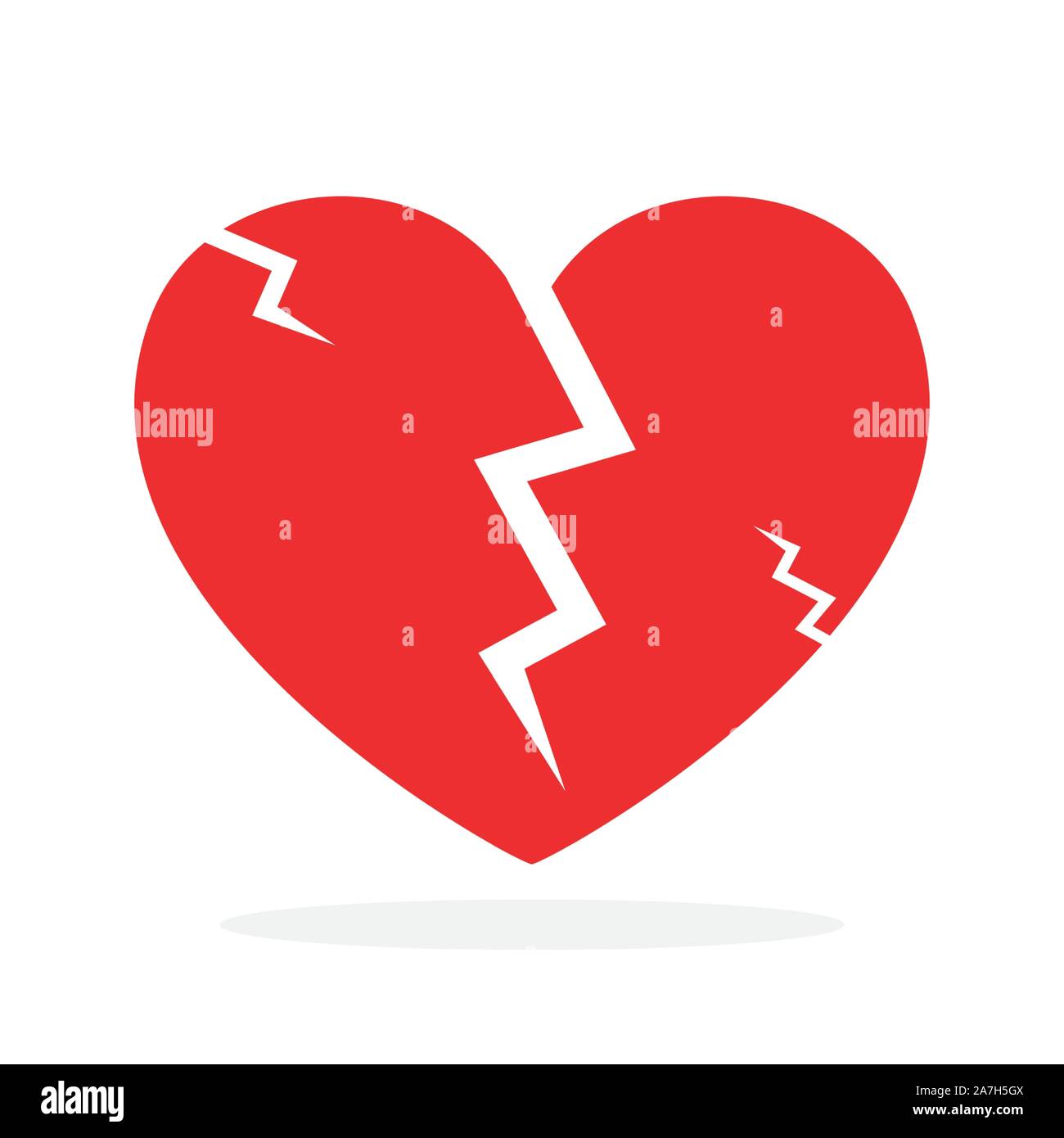 Gebrochenes Herz Symbol-Vektor. Rotes Herz Symbol im flachen Stil. Symbole der zerbrochene Liebe. Stock Vektor