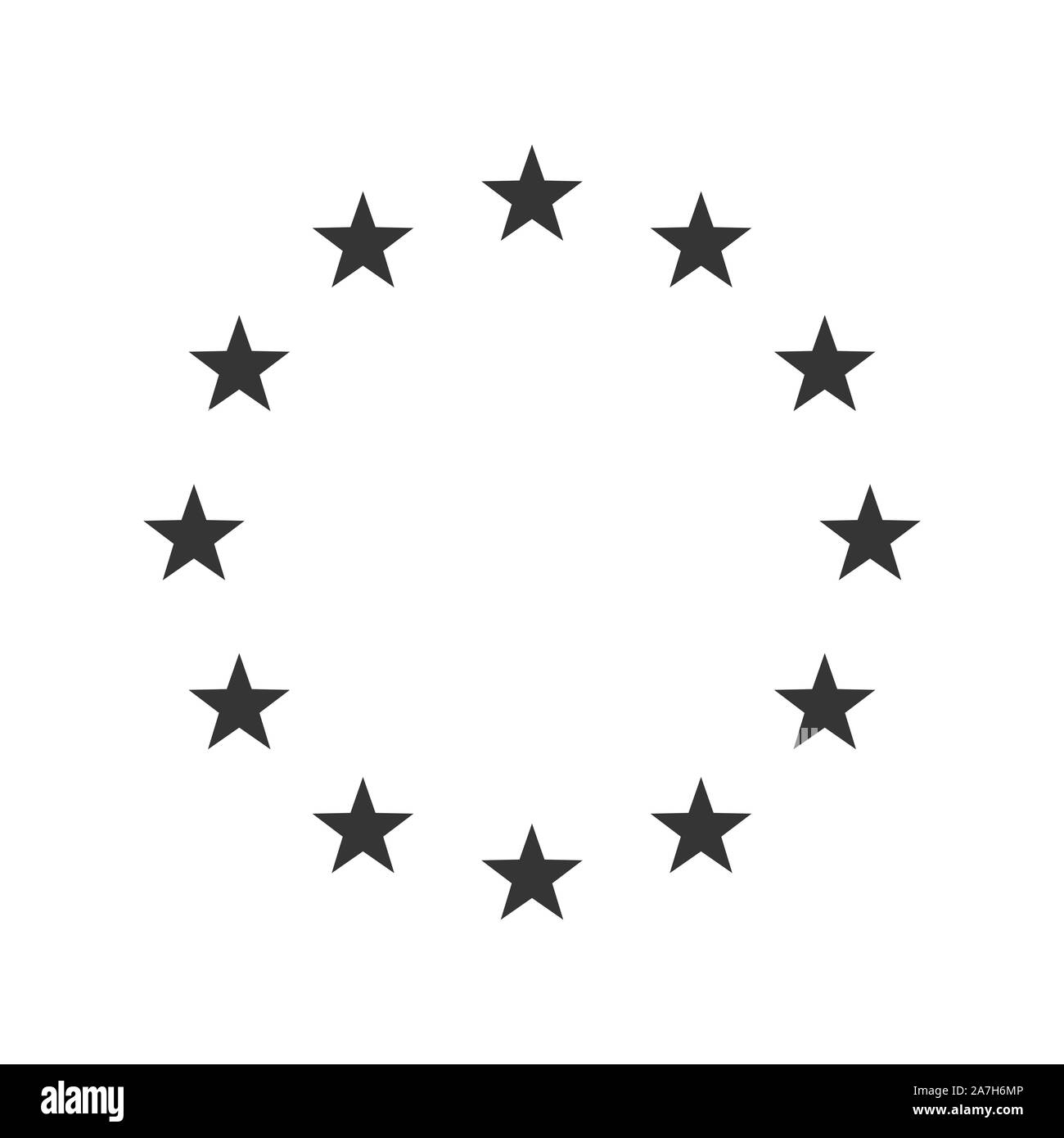 Vector Illustration Sterne der EU-Flagge. Das Symbol der Europäischen Union isoliert. Der Kranz der Sterne der EU. Stock Vektor