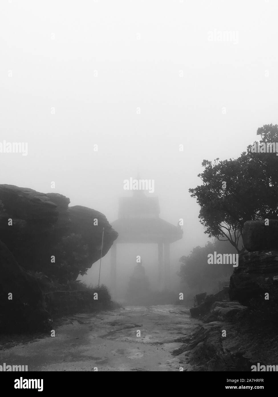Foggy Tempel Stockfoto