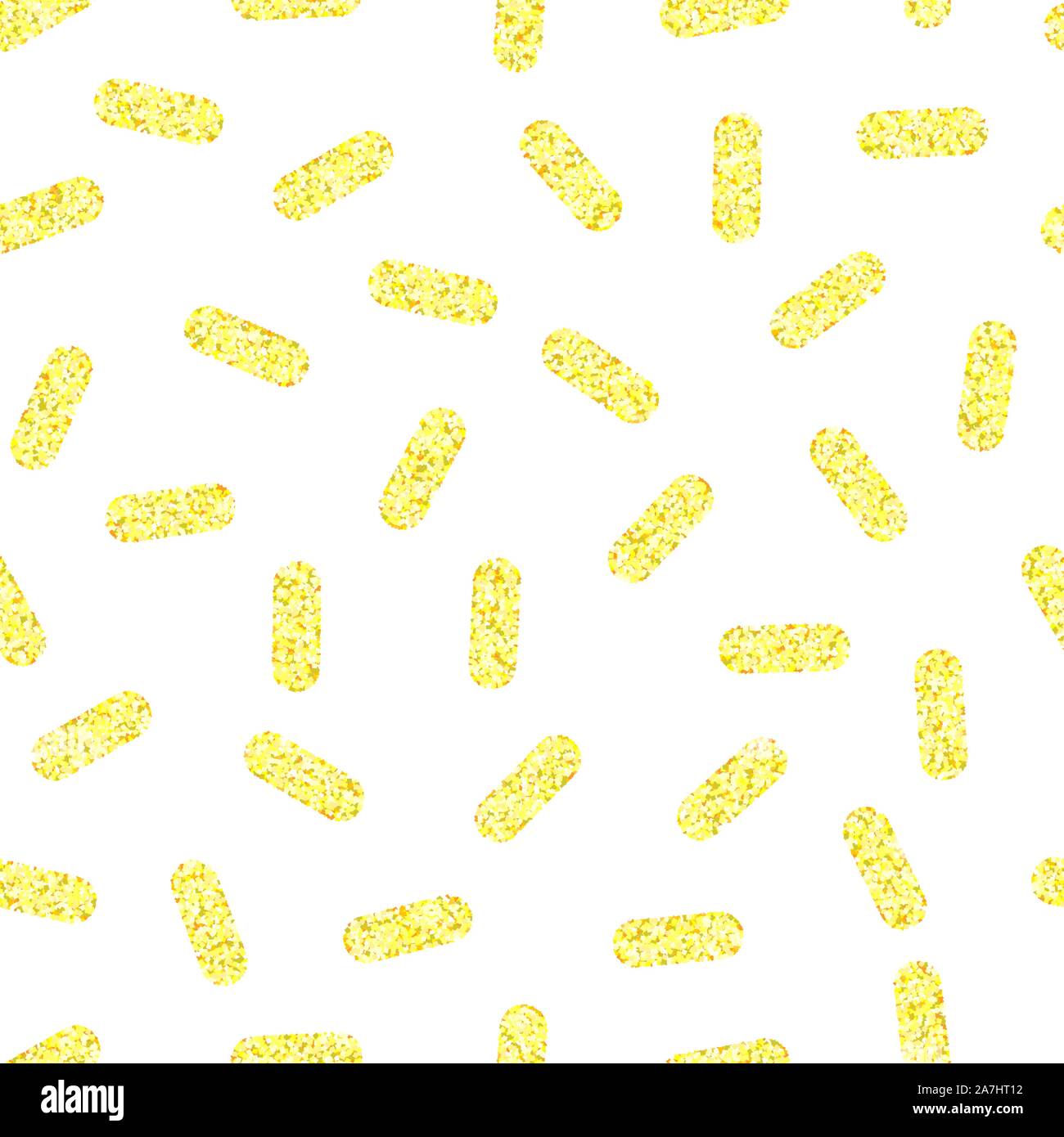 Glitzernde Memphis nahtlose Muster, glänzend geometrische Formen, holiday Banner, Weihnachten backround, Vektor Papier Hülle für Geschenk, gold Besprühen Stock Vektor