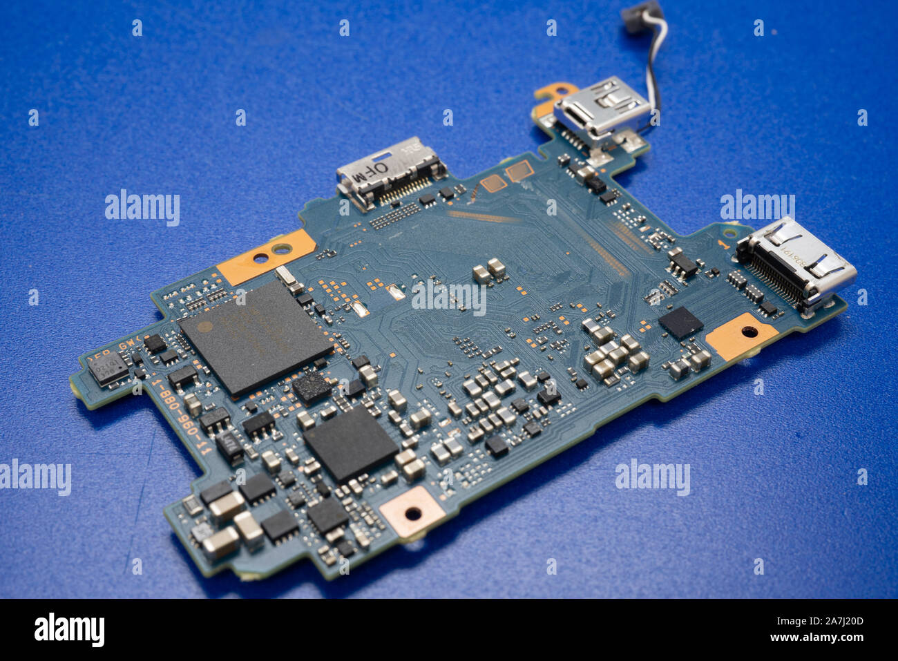 Motherboard Mainboard der Digitalkamera. Elektronische Schaltungen und Computerchips. Stockfoto