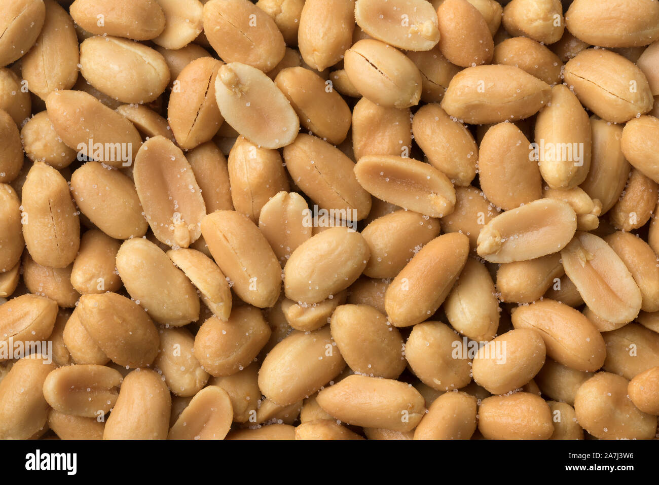 Gesalzene Erdnüsse close up full frame geschält Stockfoto