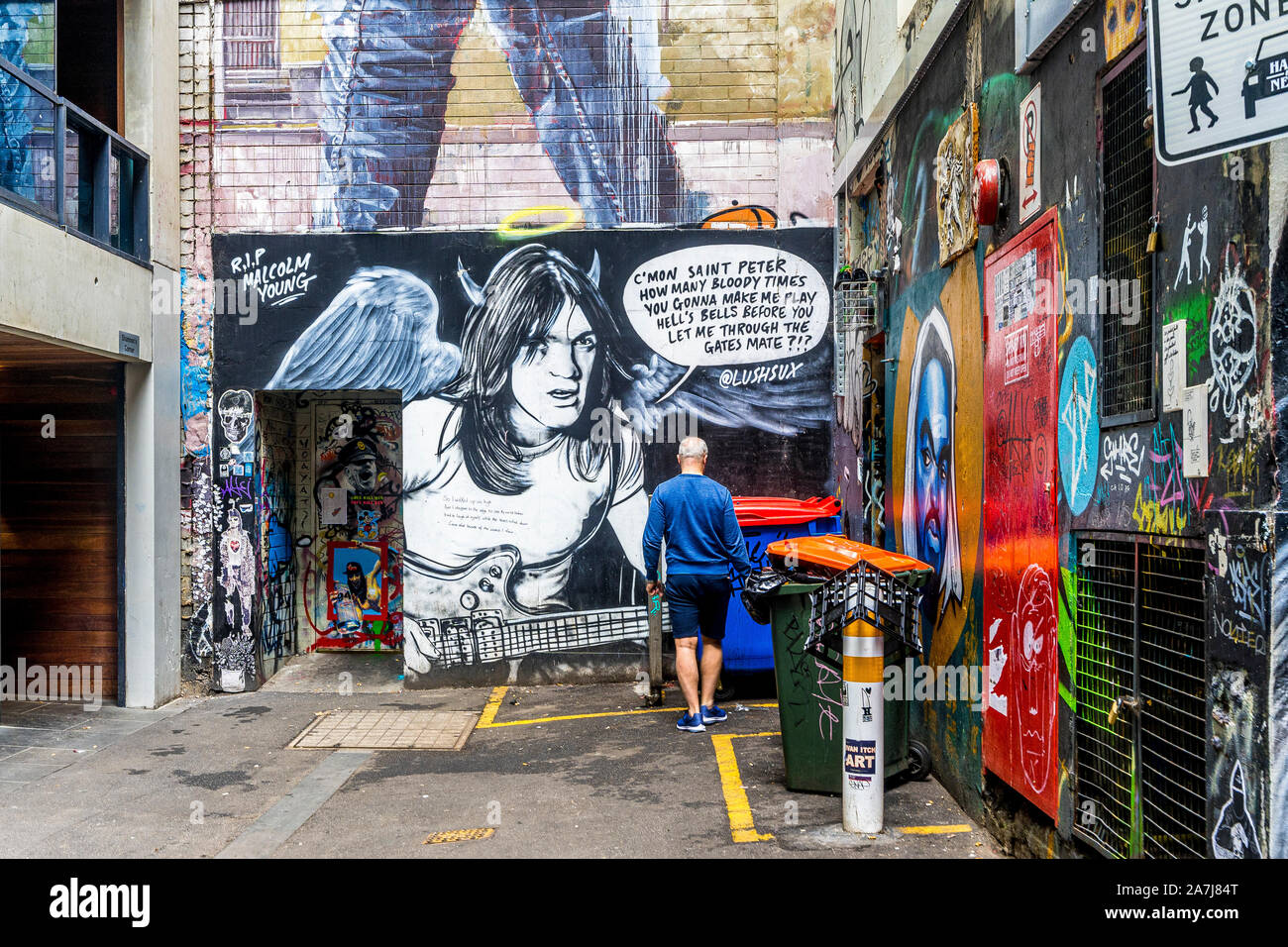 AC/DC Lane ist ein berühmter Ort für Street Art in der Stadt  Melbourne.Melbourne, Australien Stockfotografie - Alamy