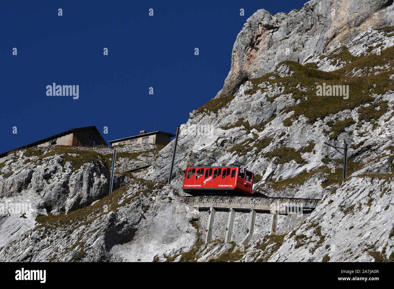 Pilatus Zahnradbahn; alpnachstad; Luzern; Schweiz Stockfoto