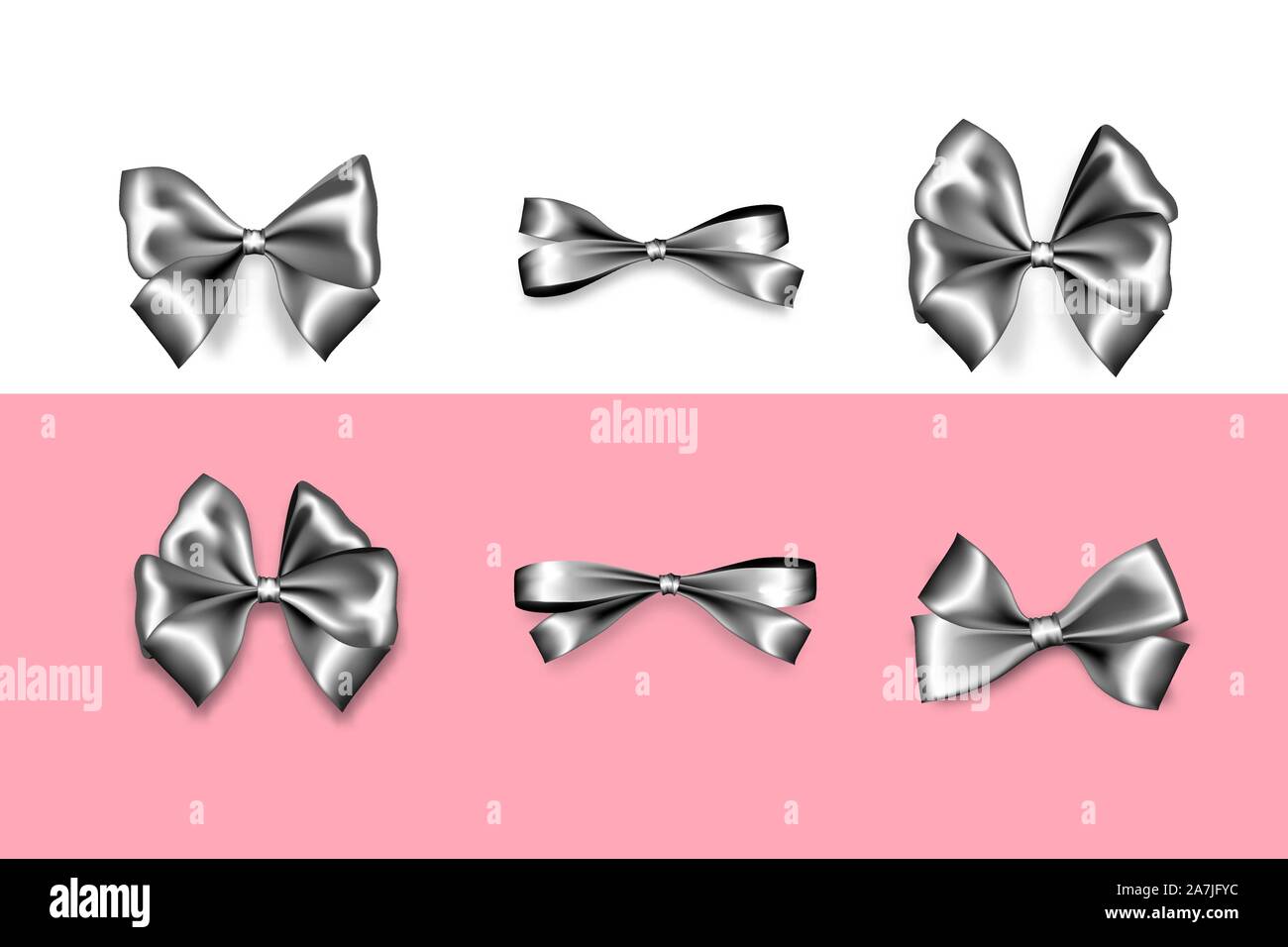 Urlaub satin Geschenk bow knot Farbband silber Metall Stock Vektor