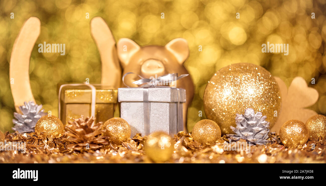 Goldene und Silberne festlichen Hintergrund für Feiertage wie Weihnachten oder Neujahr Stockfoto