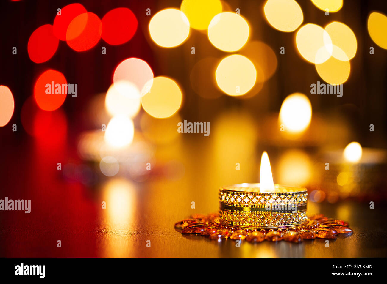 Niemand erschossen Indische Festival Diwali brennende Kerzen Licht beleuchteten Stockfoto