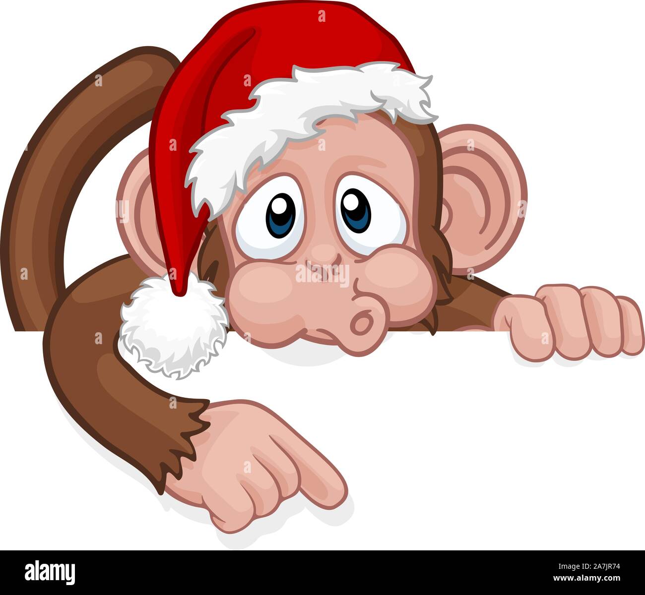 Weihnachten Monkey Zeichentrickfigur in Santa Hut Stock Vektor