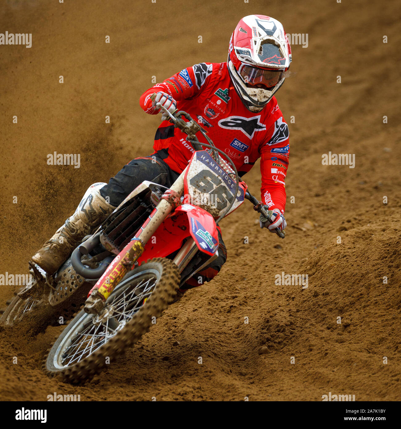 Lewis Gräber auf seine Buildbase Racing Honda während der MX1 Maxxis British Motocross Championship an Lyng, Norfolk, Großbritannien Stockfoto