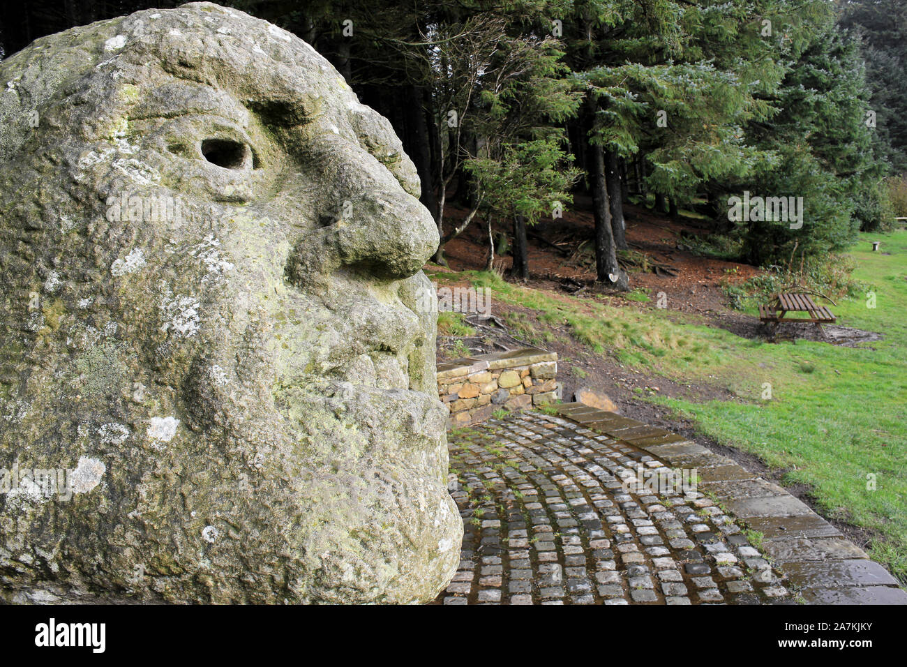 "Orme Sicht" Skulptur, Rundumleuchte fiel Country Park, Lancashire, Großbritannien Stockfoto