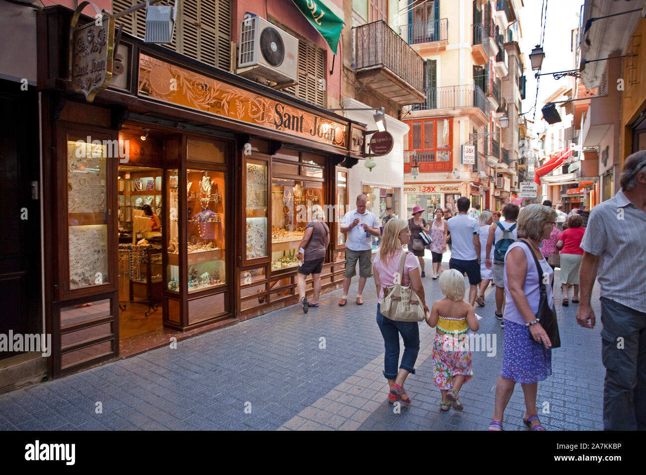 Shopping Meile in der Altstadt von Palma, Mallorca, Palma de Mallorca, Balearen, Spanien Stockfoto