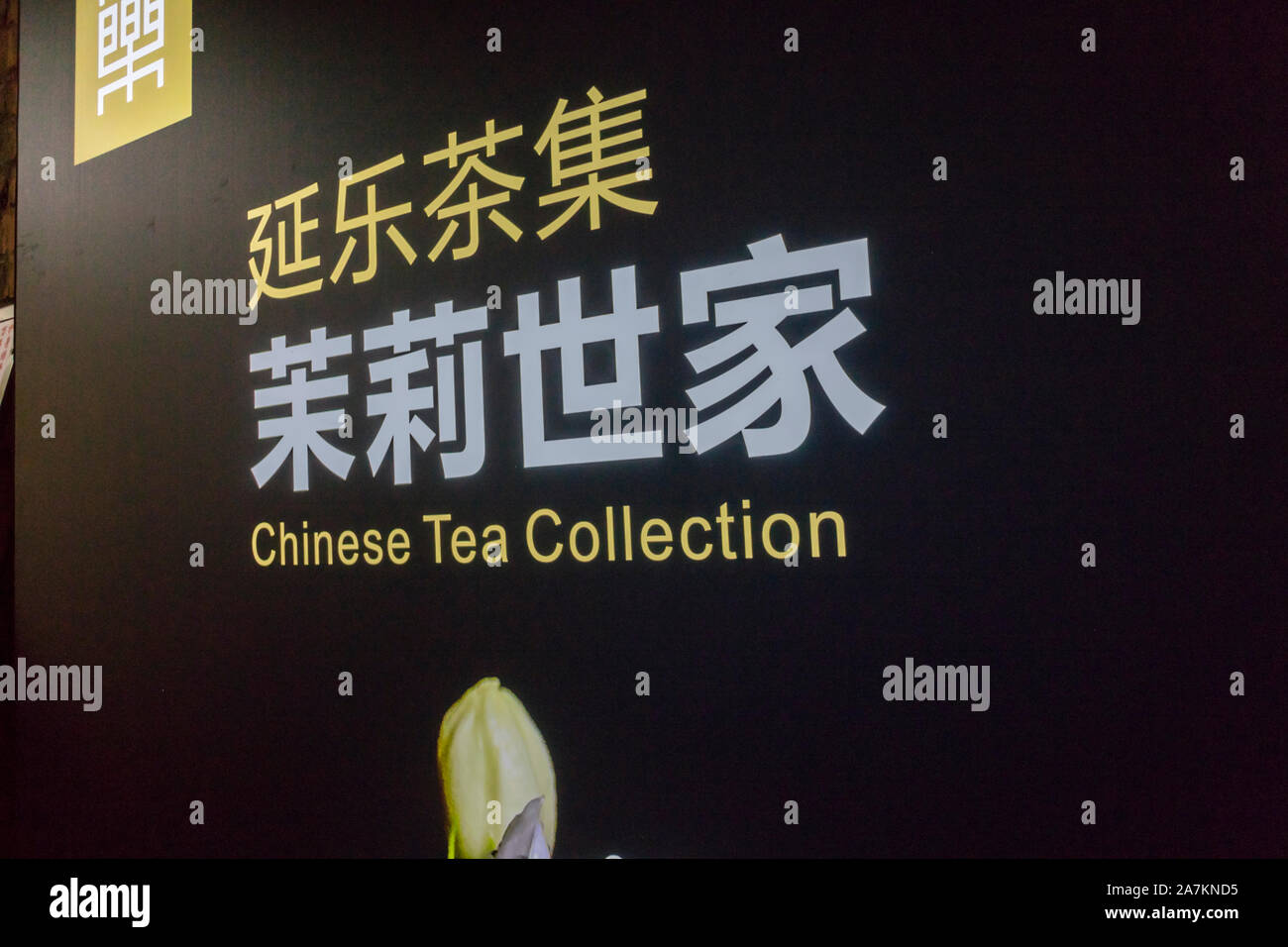 Shanghai, China, altes chinesisches historisches Viertel, „Tian Zi Fang“, chinesischer Teeshop, Close Up Schild, der Teehandel, anderes Sprachzeichen china Stockfoto