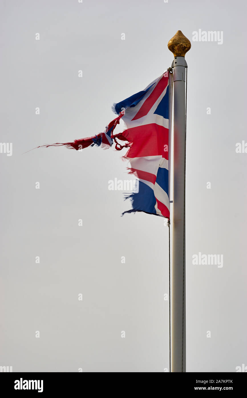 Der britische Union Flag in Scherben. Korenbloemen, Hoy, Orkney, Schottland Stockfoto