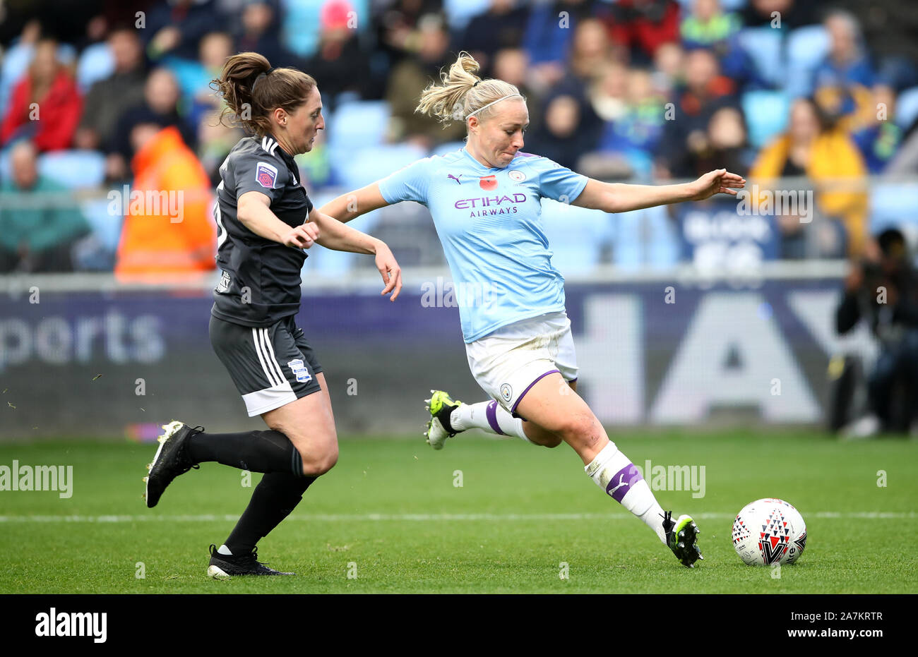 Von Manchester City Georgien Stanway hat einen Schuß auf Ziel während der FA Frauen Continental Cup Match an der Akademie Stadion, Manchester. Stockfoto