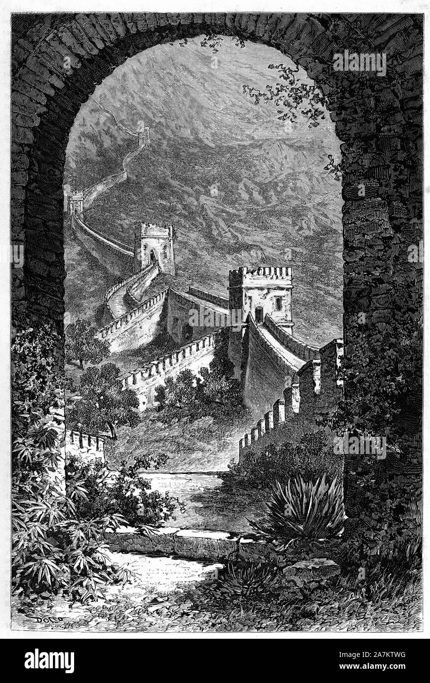 Muraille de Chine. Gravure d'après un Dessin de Dosso, in "Le Tour du Monde, Nouveau Journal des Voyages', sous la Direction de Edouard Charton, Paris Stockfoto