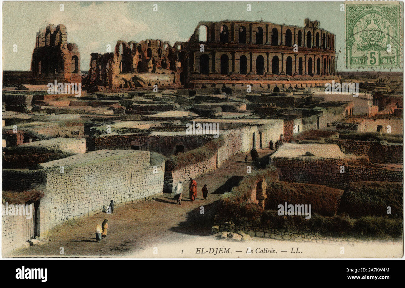 L'amphitheatre d'El Djem (ou El Jem) en Tunisie, appele aussi Le Colisee de thysdrus, construit en 238 de Notre ere, ou Encore 1611 Sous Le nom de Ks Stockfoto
