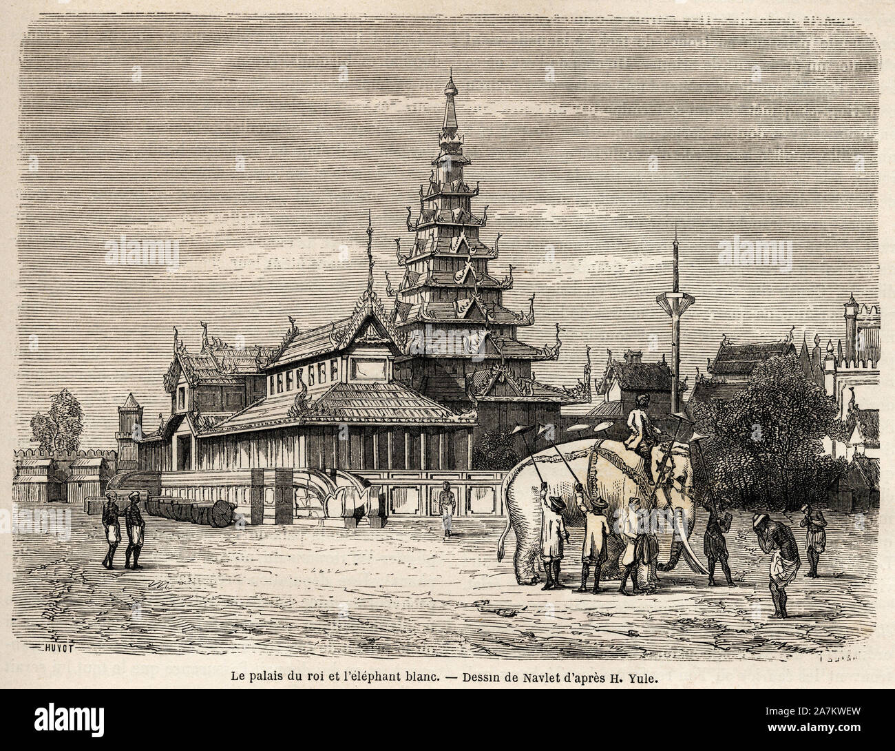 Le Palais du Roi d'Ava, eine Amarapoura (de Birmanie actuelle), dessin de illustrer Navlet pour le Voyage dans le Royaume d'Ava, en 1855, du Capitaine H Stockfoto