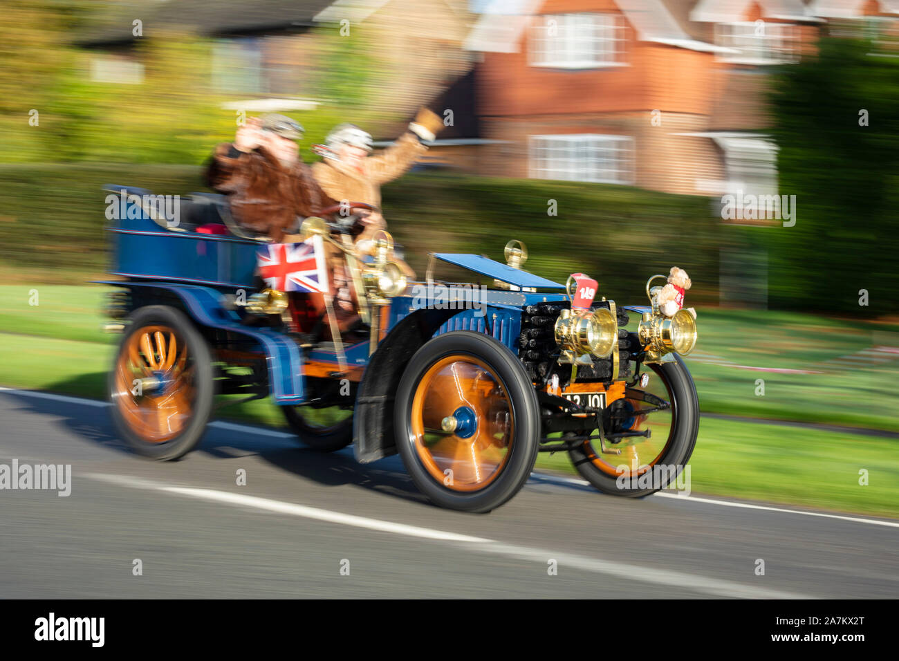 A 1902 De Dietrich in Bewegung während der bonhams London nach Brighton Veteran Car Run 2019 Stockfoto