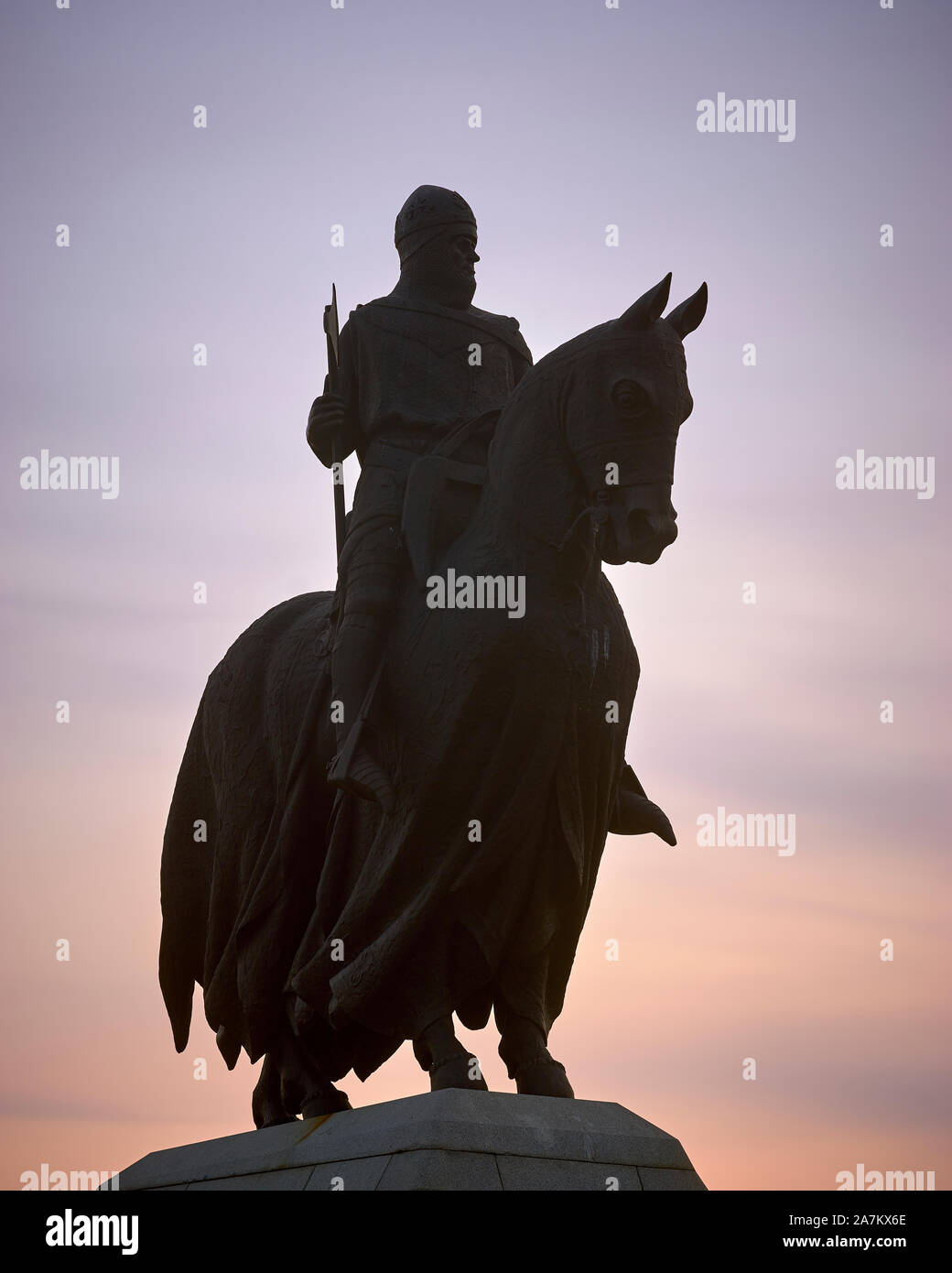 Die Statue von König Robert the Bruce im Borestone, Bannockburn, Stirling, Schottland Stockfoto