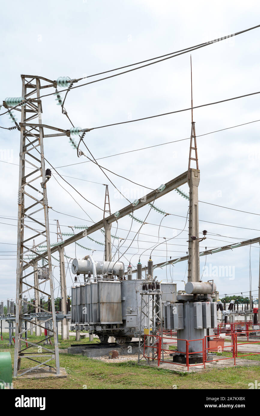 Kleine Stadt der elektrischen Unterstation Stockfoto