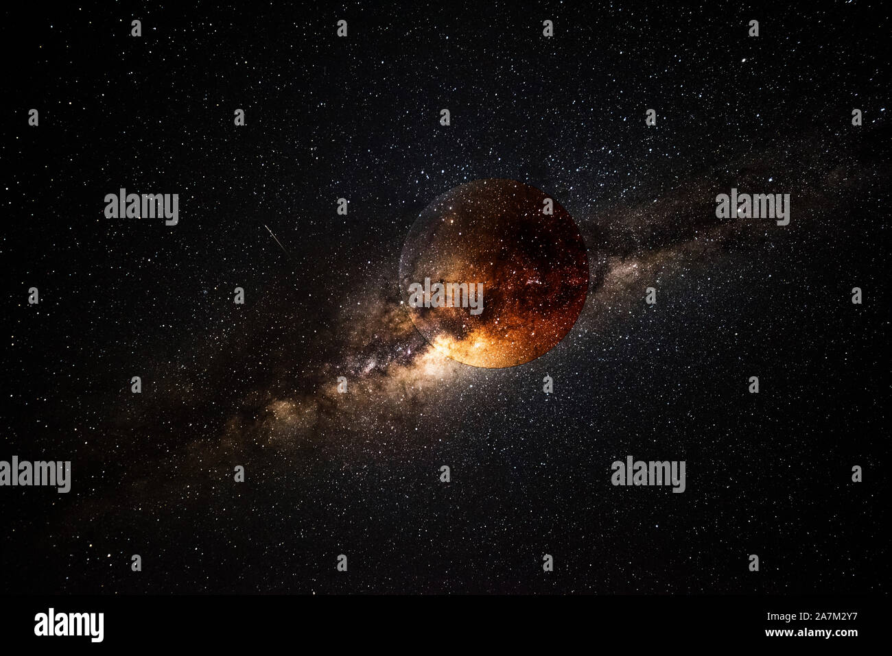 Exoplanet extra solaren Planeten und Galaxy 3D-Rendering Stockfoto