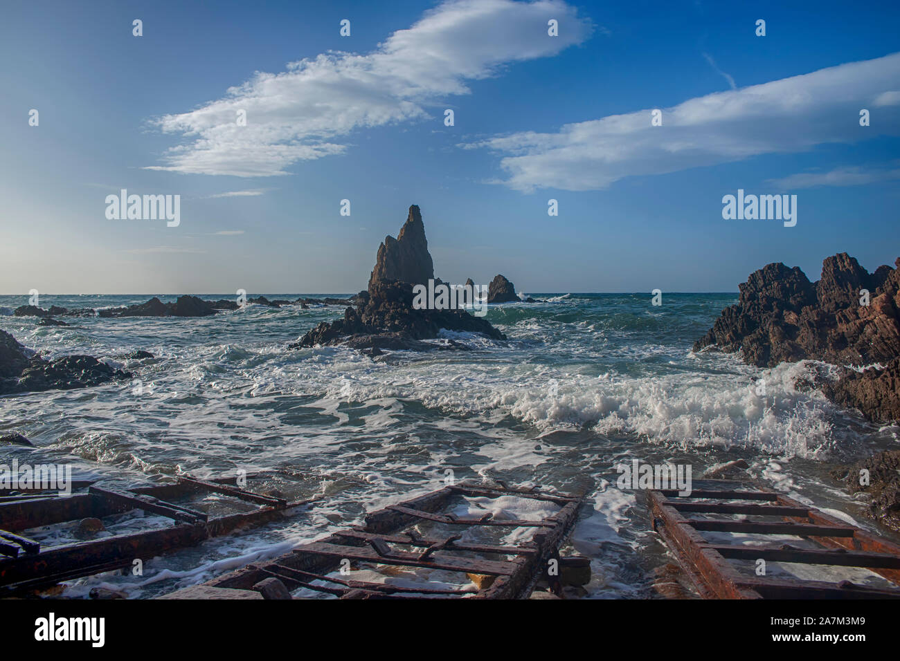 Riff der Sirenen im Naturpark Cabo de Gata, Almeria Stockfoto