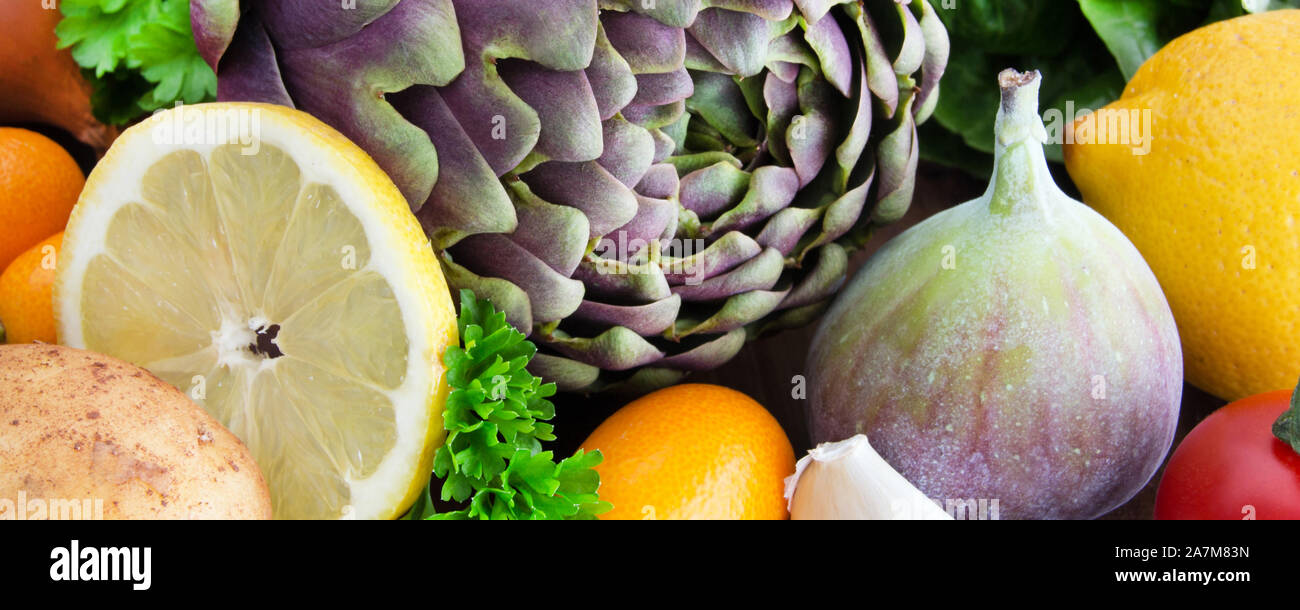 Gemüse und Obst Hintergrund banner Stockfoto