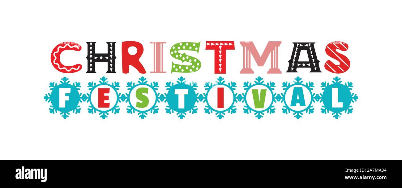 Weihnachtsfeiertag handgezeichnetes typografisches Vektor-Element Stock Vektor