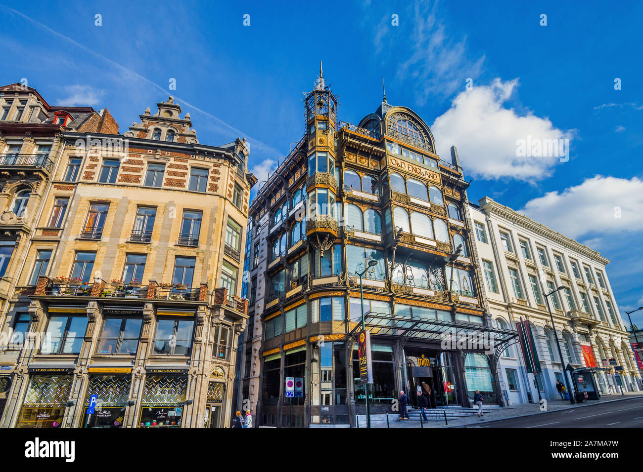 'Old England 'Art Nouveau (ehemaliges Kaufhaus) jetzt 'Museum der Musikinstrumente", Place Royale, Brüssel, Belgien. Stockfoto