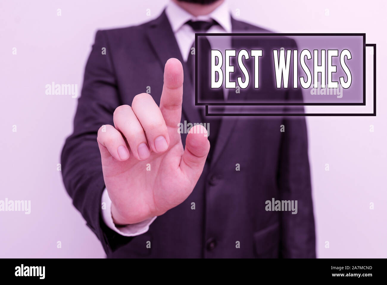 Text Zeichen zeigen die besten Wünsche. Business Foto präsentiert ein Ausdruck der Hoffnung für jemand ist Zukunft Glück oder Wohlbefinden männlichen menschlichen mit Bart tragen Stockfoto