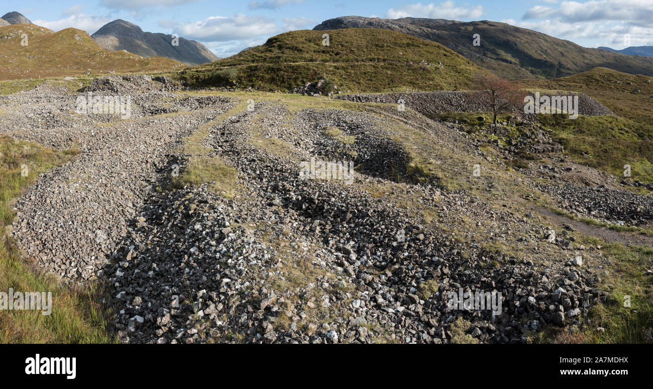 Überkehr, ein stillgelegtes Bergwerk in der Nähe von Strontian, Schottland Stockfoto