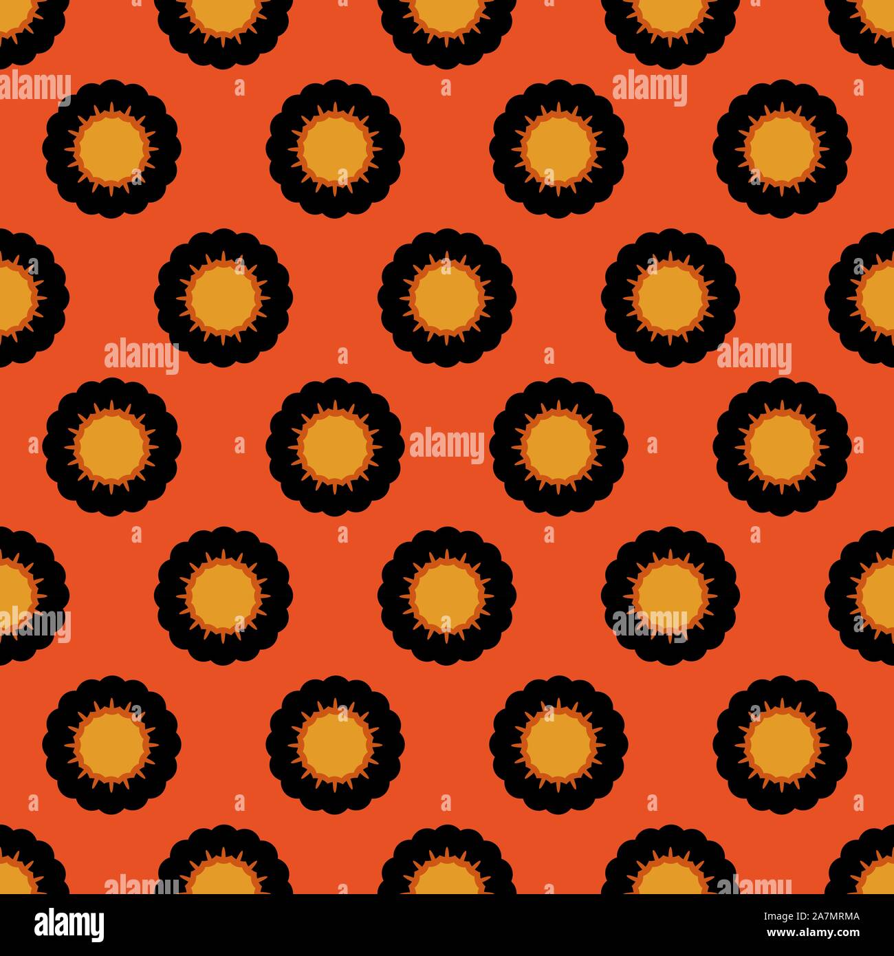 Blütenblätter floral Design nahtlose Muster vector Hintergrund. Orange, Gelb und Schwarz. Stock Vektor