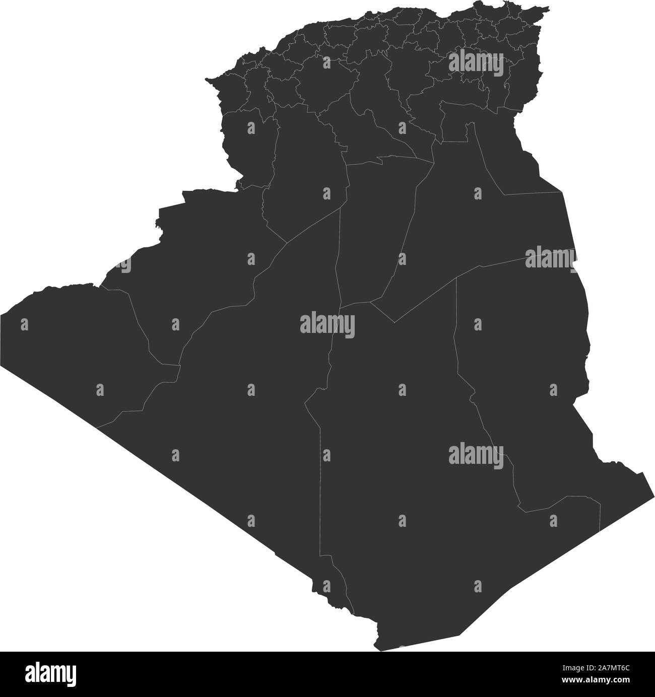 Algerien Land Karte mit Grenzen Vektor-illustration Hintergrund. Stock Vektor