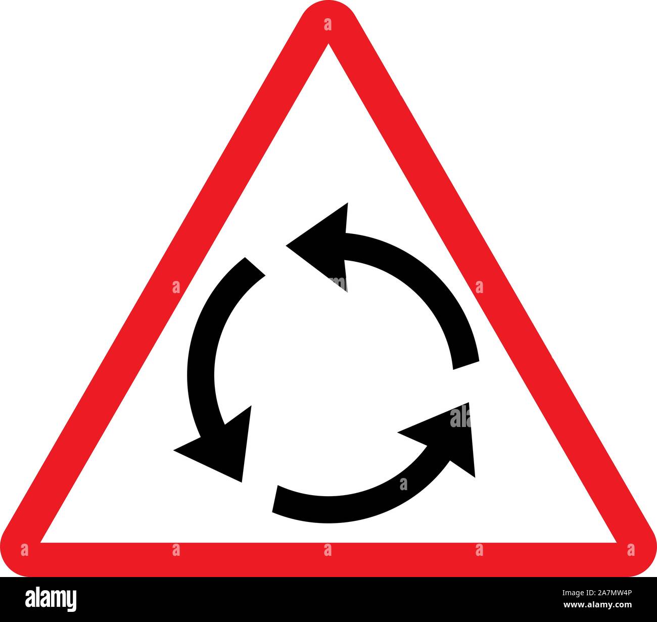 Verkehr Verkehrsschild Kreisverkehr Vector Illustration. Dreieckige fahren Symbole rot weiß. Stock Vektor