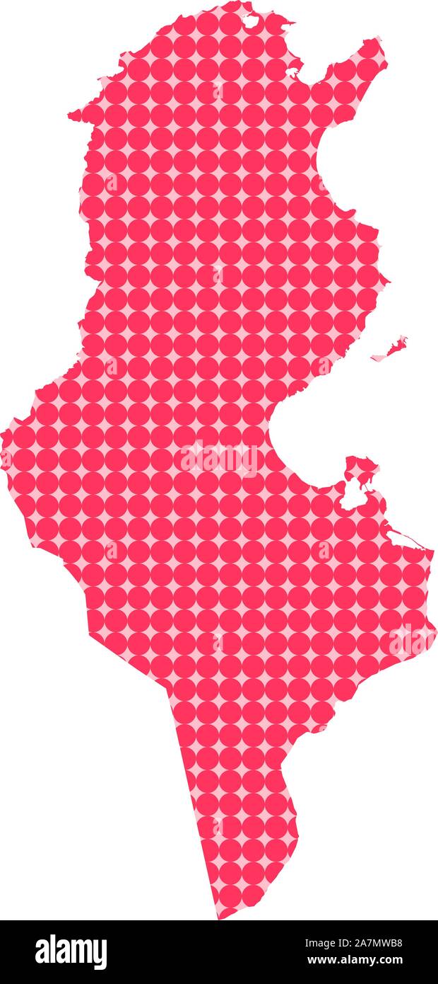 Tunesische Karte mit Rhombus dot Vektor-illustration Hintergrund. Hell und dunkel rosa. Stock Vektor