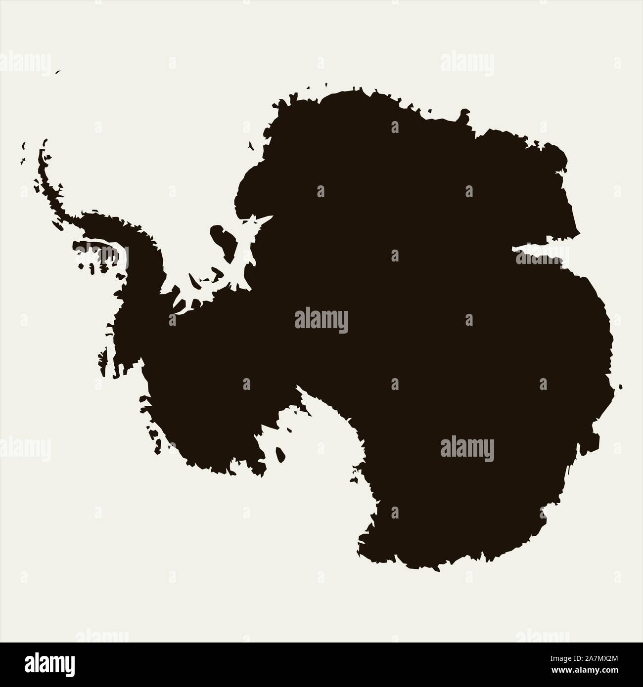 Kontinent der Antarktis Karte detaillierte Vector Illustration. Dunkelbraun, Weiß leuchtet. Stock Vektor