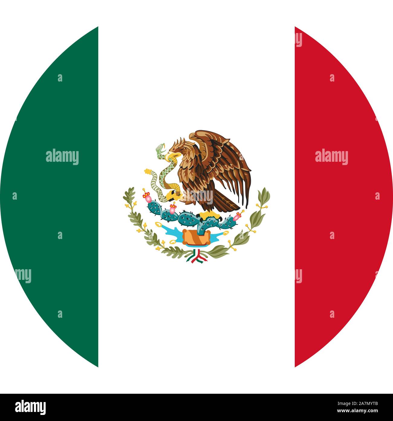 Mexikanische Flagge runden Symbol oder Mexiko Flaggen Aufkleber Vector Illustration - Abzeichen, Aufkleber, Etiketten, Banner, Hintergrund, Hintergrundbild, Symbol, Symbol etc. Stock Vektor
